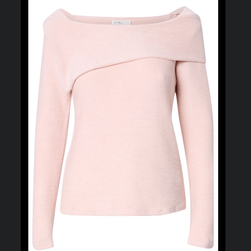 Chic Off-Shoulder Blush Sweater